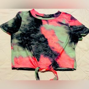 New SHEIN Crop Top Bohemian Knotted Waist Women’s X-Small Hippie Shirt Pink